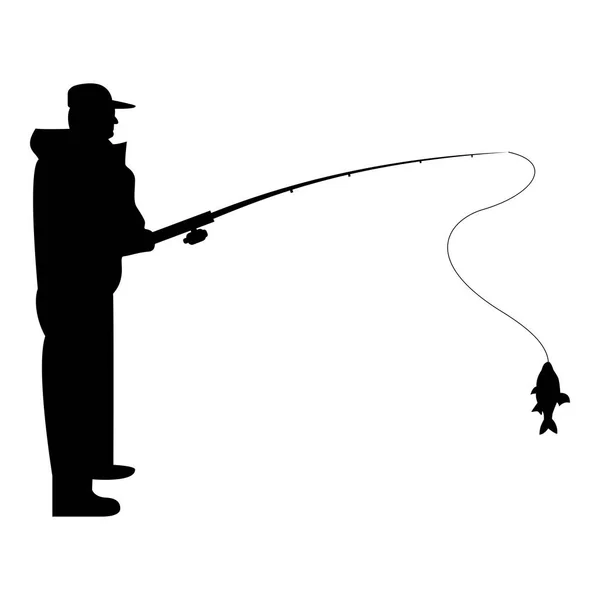 渔夫图标黑颜色矢量插画平面样式简单图像 — 图库矢量图片