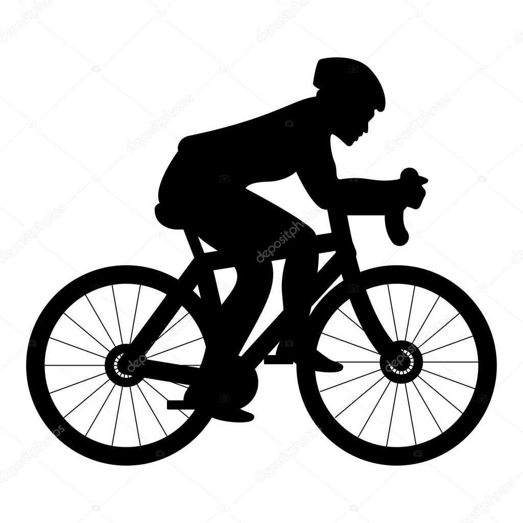 Cyclist on bike silhouette icon black color vector illustration flat style simple image