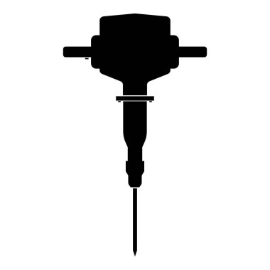 Jackhammer simge siyah renk vektör çizim düz stil basit resim
