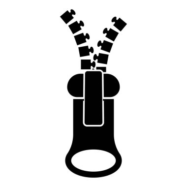 Fermuar simge siyah renk vektör çizim düz stil basit resim terzi