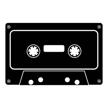Retro ses Kaset simge siyah renkli vektör çizim düz stil basit görüntü