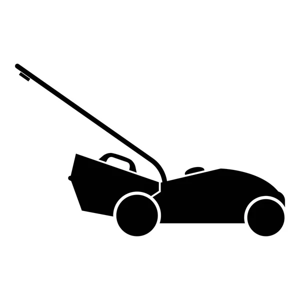 芝生芝刈り機アイコン黒い色ベクトル イラスト フラット スタイル シンプルなイメージ — ストックベクタ