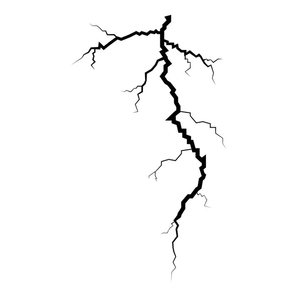 Thunderstorm Crack Icono Negro Color Vector Ilustración Plano Estilo Simple — Vector de stock