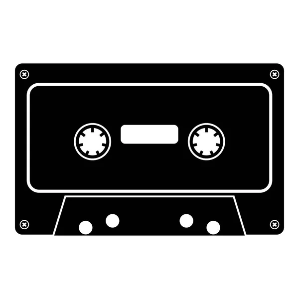 Retro Cassette Audio Icône Couleur Noire Vecteur Illustration Plat Style — Image vectorielle