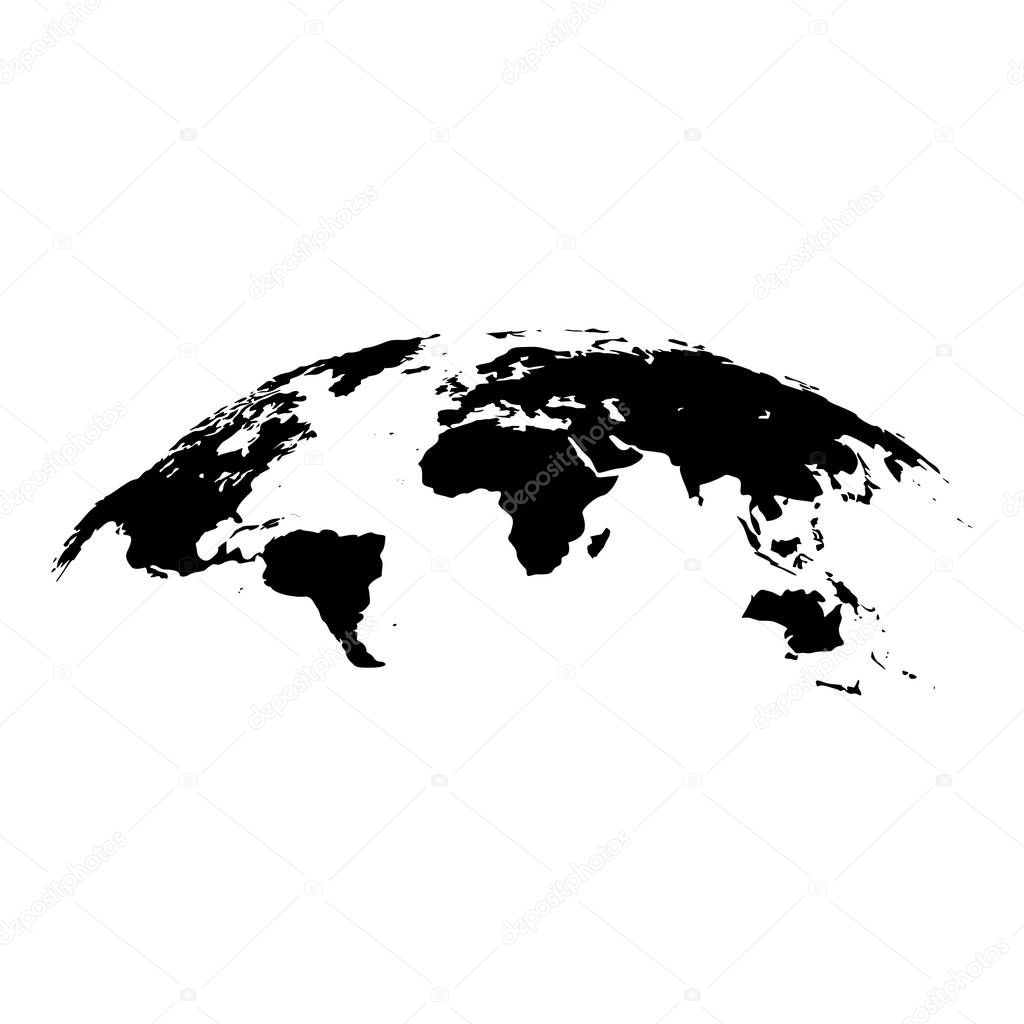 Map of world 3d effect surface icon black color vector illustration flat style simple image