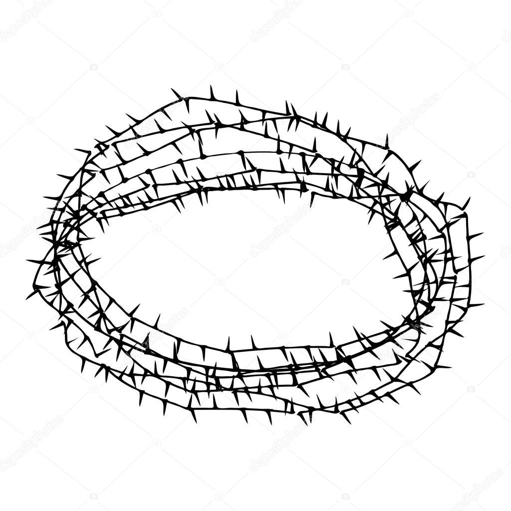Thorn wreath or barbed wire icon black color vector illustration flat style simple image