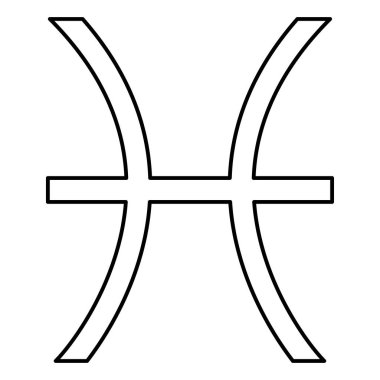 Balık burcu zodyak simge siyah renk vektör çizim düz stil basit resim simge