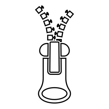 Fermuar simge siyah renk vektör çizim düz stil basit resim terzi