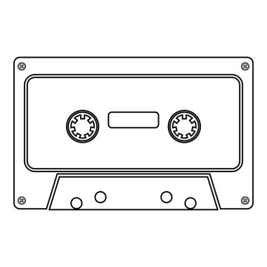 Retro ses Kaset simge siyah renkli vektör çizim düz stil basit görüntü