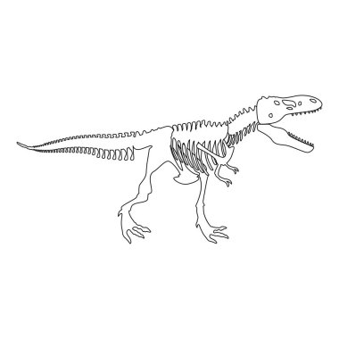 Dinazor iskeleti T rex simge siyah renk vektör düz stil basit görüntü illüstrasyon