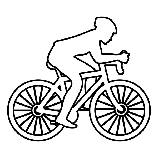 Ποδηλάτη Στο Ποδήλατο Σιλουέτα Εικονίδιο Μαύρο Χρώμα Διανυσματικά Εικονογράφηση Επίπεδη — Διανυσματικό Αρχείο