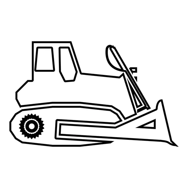 Ícone Bulldozer Cor Preta Vetor Ilustração Estilo Plano Imagem Simples — Vetor de Stock