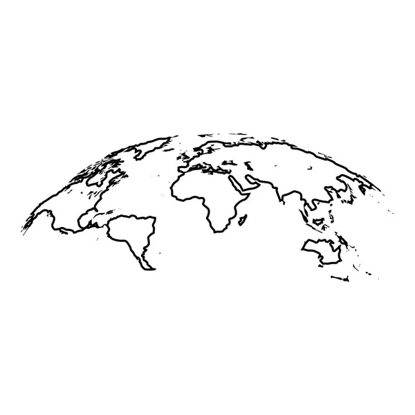 Mapa Del Mundo Efecto Superficie Icono Negro Color Vector Ilustración — Vector de stock