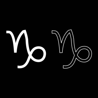 Beyaz renk vektör düz stil basit görüntü illüstrasyon Oğlak simgesi zodyak Icon set