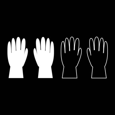 Eldiven simgesi çalışma kümesi beyaz renk vektör düz stil basit görüntü illüstrasyon