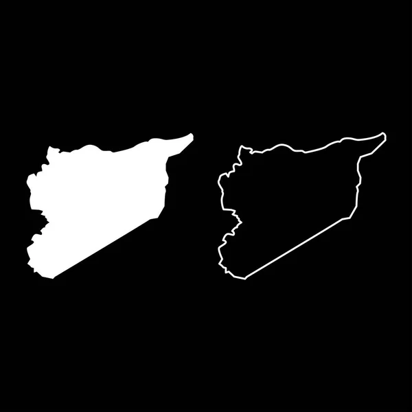 Mapę Syria Ikony Ustaw Biały Kolor Wektor Ilustracja Płaski Obraz — Wektor stockowy