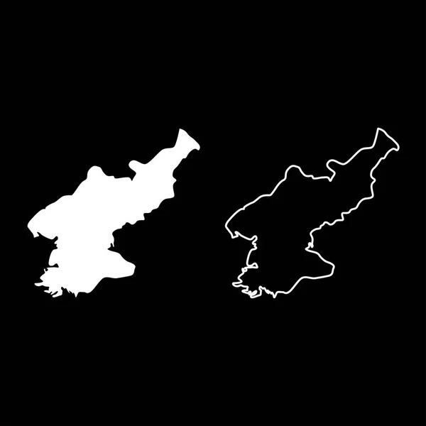 地图朝鲜图标集白色矢量插画平面样式简单图像 — 图库矢量图片