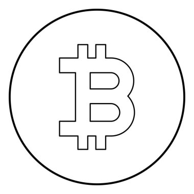 Bitcoin simge siyah renkli daire içinde yuvarlak anahat