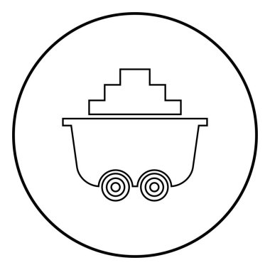 Mayın sepeti veya anahat yuvarlak arabası kömür simge siyah renk daire