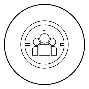 Hedef veya hedef kitleye simge siyah renk çemberinde anahat yuvarlak