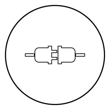 Soket ve simge siyah renkli daire içinde fiş anahat yuvarlak