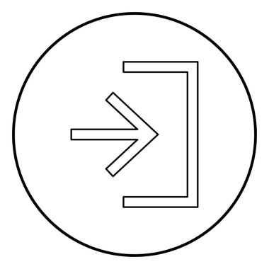 Giriş giriş girin kapı simge siyah renkli daire içinde yuvarlak anahat