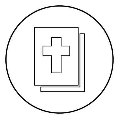 İncil simge siyah renkli daire içinde yuvarlak anahat