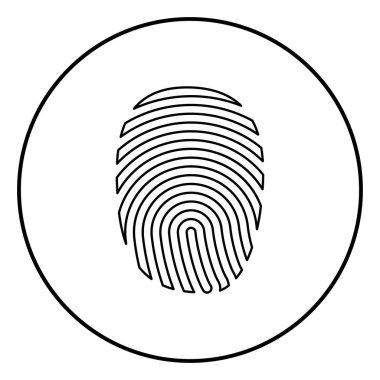 Parmak izi simge siyah renkli daire içinde yuvarlak anahat