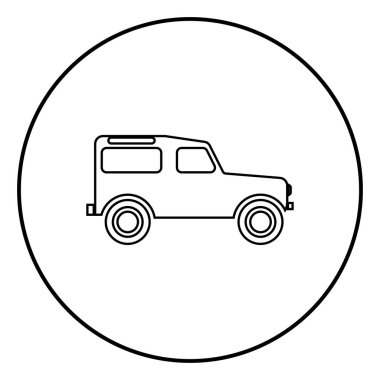 Anahat yol araç simge siyah renkli daire içinde yuvarlayın