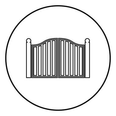 Eski kapı simge siyah renkli daire içinde yuvarlak anahat