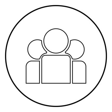 Takım insanlar simge siyah renkli daire içinde yuvarlak anahat