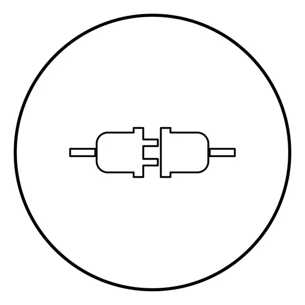插座和插头图标黑色圆圈圆形轮廓 — 图库矢量图片