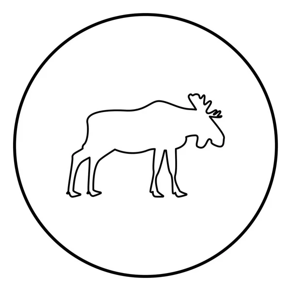 Moose Elt Icon Black Color Circle Outline — Stock Vector