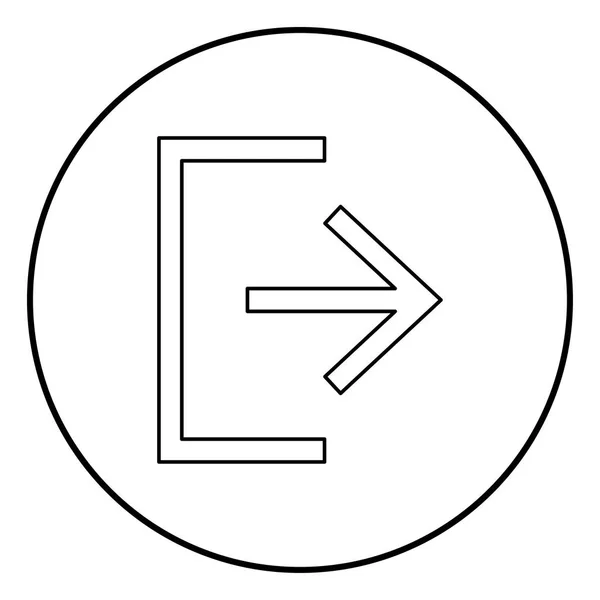 Symbolen Exit Ikon Svart Färg Cirkel Runt Disposition — Stock vektor