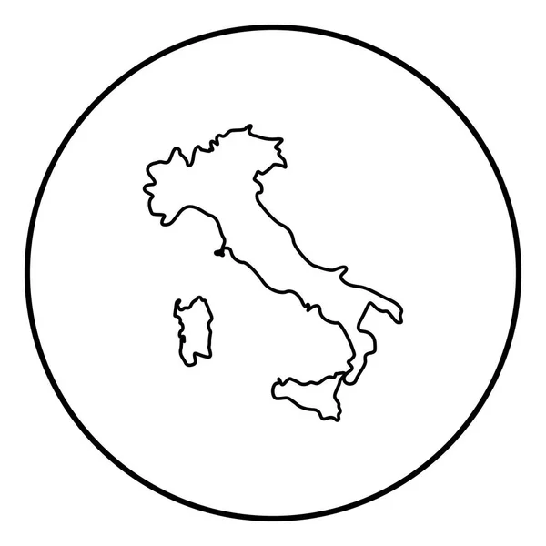 Mappa Italia Icona Colore Nero Cerchio Contorno Rotondo — Vettoriale Stock