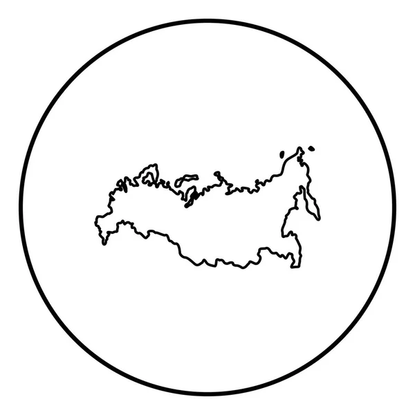 Mappa Dell Icona Russa Colore Nero Cerchio Contorno Rotondo — Vettoriale Stock