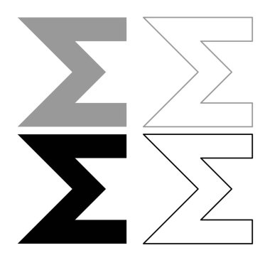 Gri siyah renkli düz stil basit görüntü illüstrasyon toplamı sembol simge seti