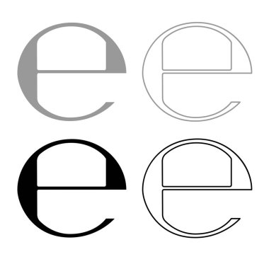 Tahmini işaret E sembol e Icon set gri siyah renk illüstrasyon düz stil basit resim işaretlemek