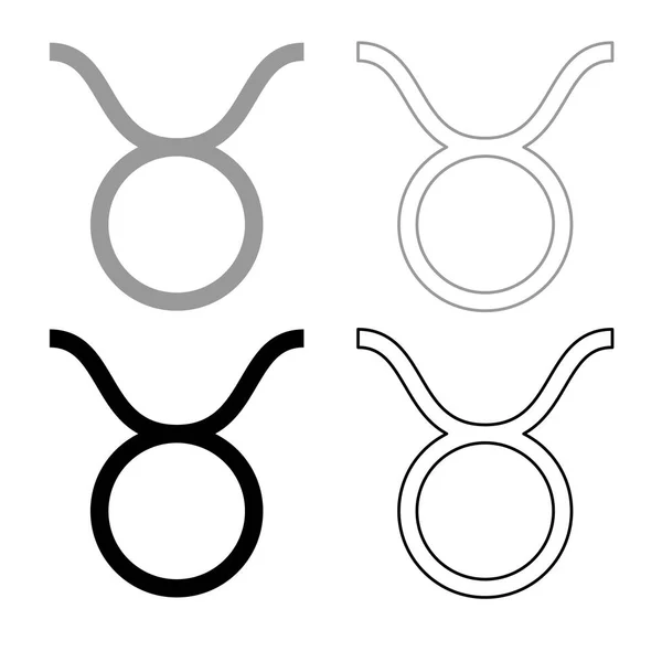 Taurus Symbol Icon Set Grey Black Color Illustration Flat Style — Stock Vector