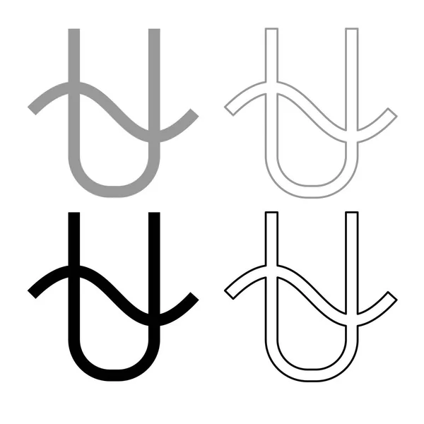 Ophiucus Símbolo Zodiaco Icono Conjunto Gris Negro Color Ilustración Plano — Vector de stock