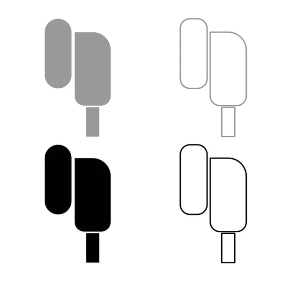 Eearphone Symbolsatz Stecker Grau Schwarz Abbildung Flachen Stil Einfach Farbbild — Stockvektor