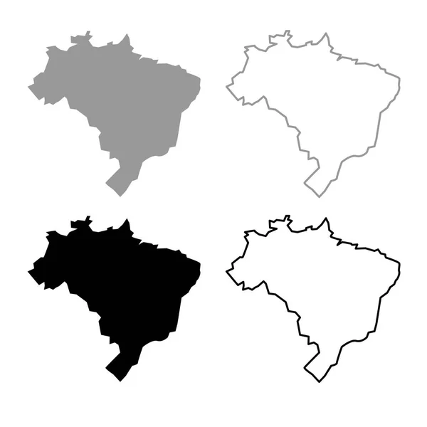 ブラジル アイコンの地図セット グレー ブラック カラー イラスト フラット スタイル シンプルなイメージ — ストックベクタ