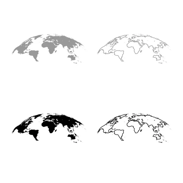 Mapa Mundo Ícone Superfície Efeito Conjunto Cinza Cor Preta Ilustração — Vetor de Stock