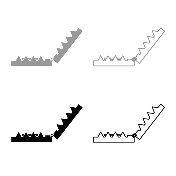 Fällan Ikonuppsättning Grå Svart Färg Illustration Platt Stil Enkel Bild — Stock vektor