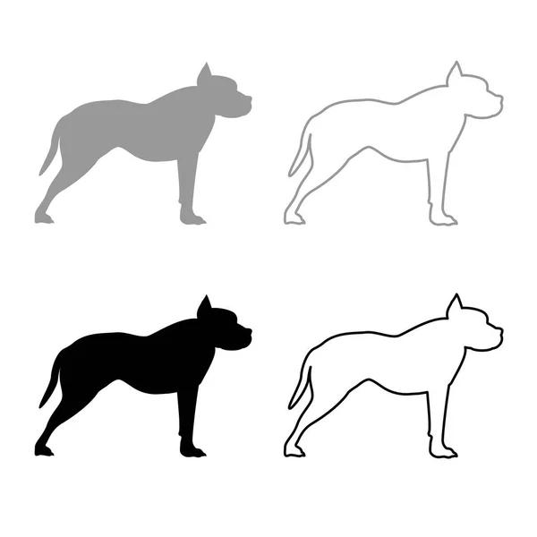 Pit Bull Terrier Icona Set Grigio Nero Illustrazione Colori Stile — Vettoriale Stock