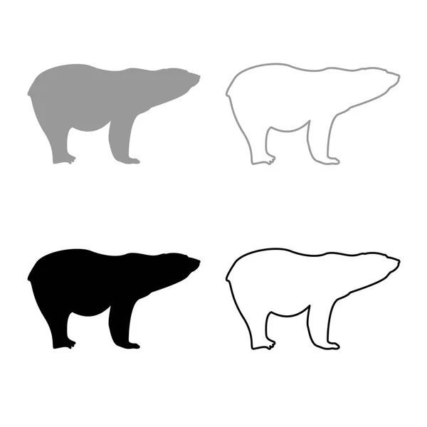 Polar Bear Icon Set Grey Black Color Illustration Flat Style — Stock Vector