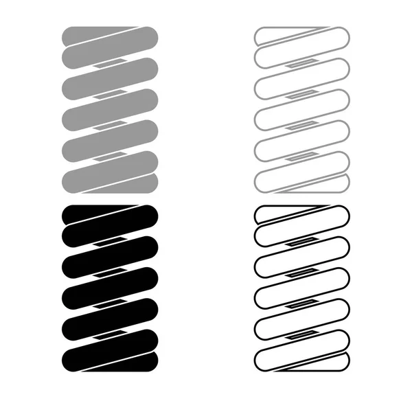 Federspule Symbol Gesetzt Grau Schwarz Farbe Abbildung Flachen Stil Einfaches — Stockvektor