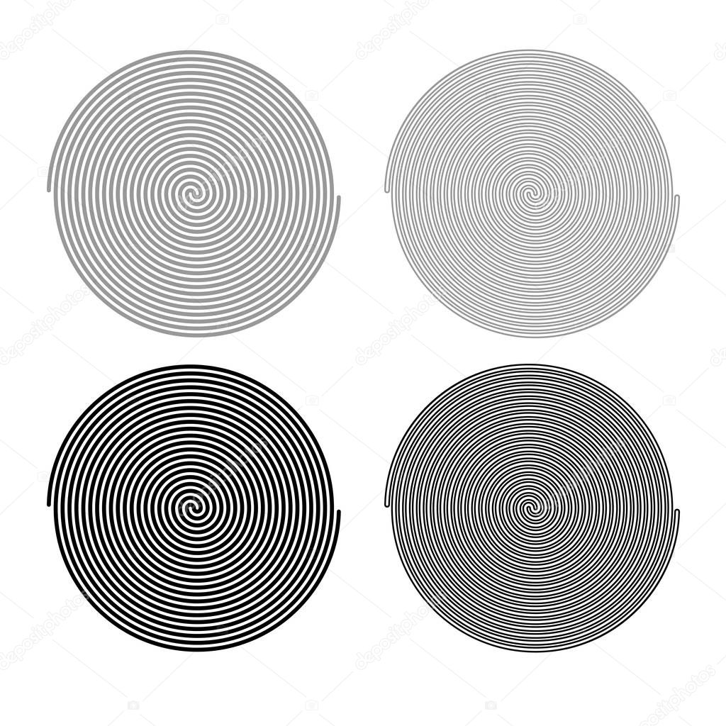 Spiral icon set grey black color illustration flat style simple image