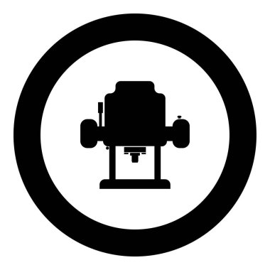 Freze kesici simge siyah renkli yuvarlak daire vektör çizim