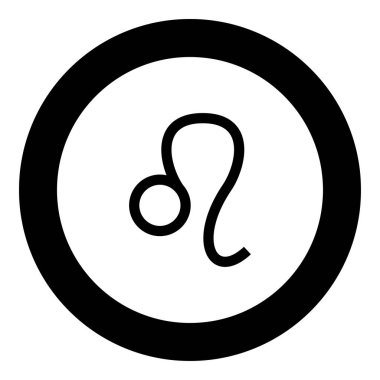 Zodyak simge siyah renkli yuvarlak daire vektör çizim olarak aslan sembolü